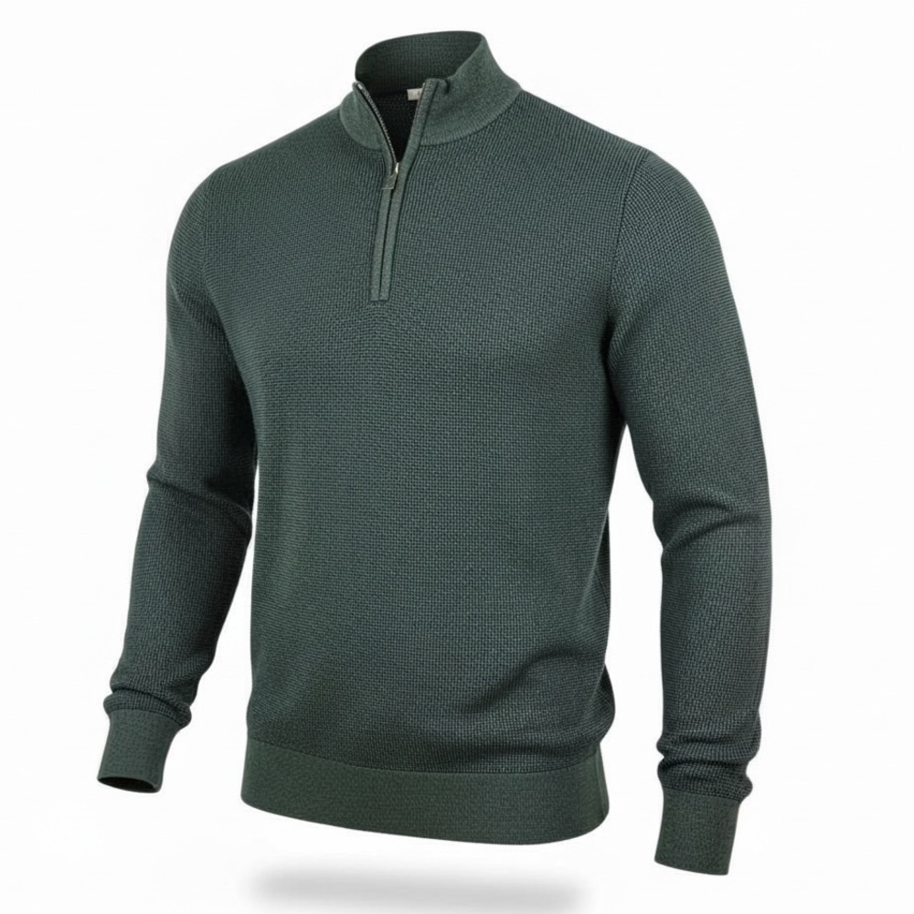 Peter Millar 100% Merino Wool 1/4 Zip Sweater Green Birdseye Knit Size S NWOT
